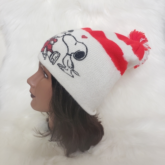 Vintage 1958 Orlon Peanuts Snoopy Kissing Lucy Winter Acrylic Cap - Picture 4 of 10